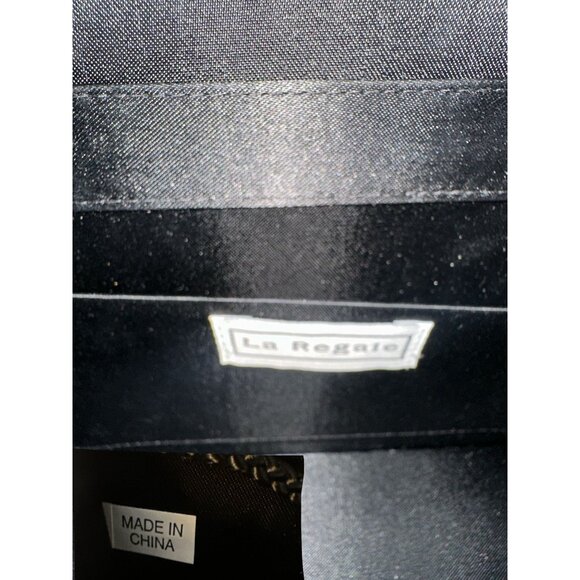 VTG La Regale Evening Bag Black Satin Flap Tassel Handbag Formal Cocktail Clutch - Picture 8 of 8